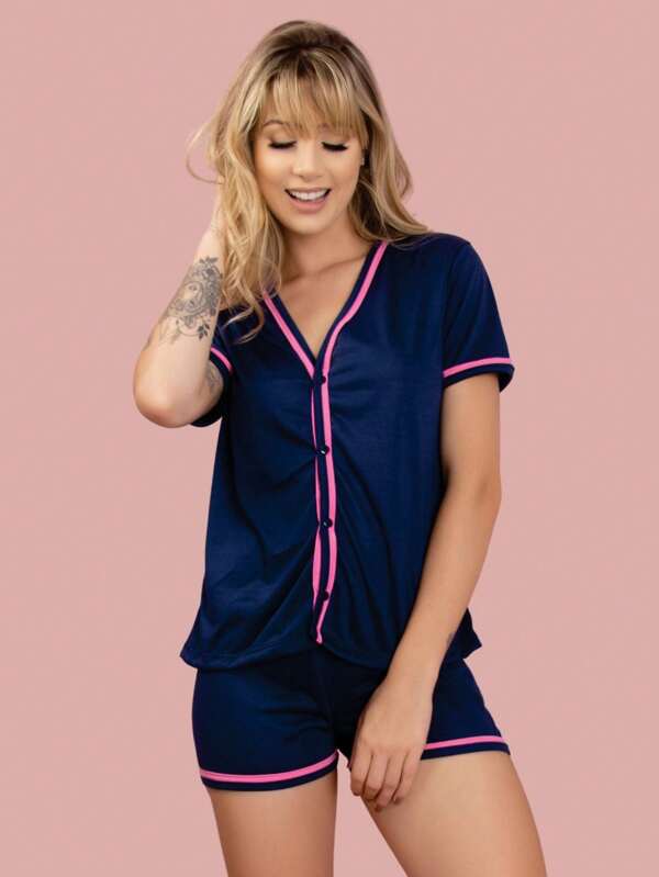 Pijama Com Botões Pós Cirúrgico Blogueira Amamentação Americano