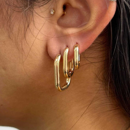 BRINCO TRIO DE ARGOLA RETANGULARES